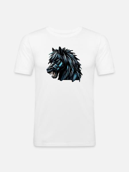 Pferd - Männer Slim Fit T-Shirt - Weiß