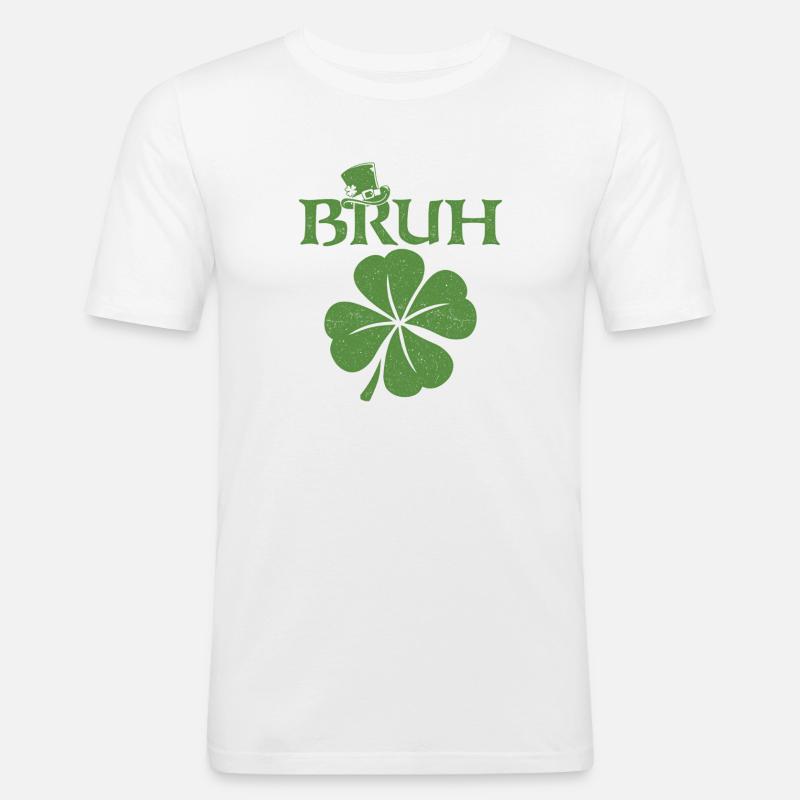 Bruh St Patricks irisches Kleeblatt - Männer Slim Fit T-Shirt - Weiß
