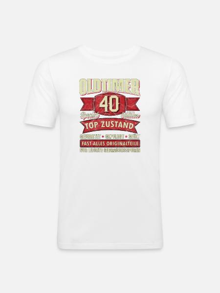 Oldtimer 40 Special Edition Top Zustand - Männer Slim Fit T-Shirt - Weiß