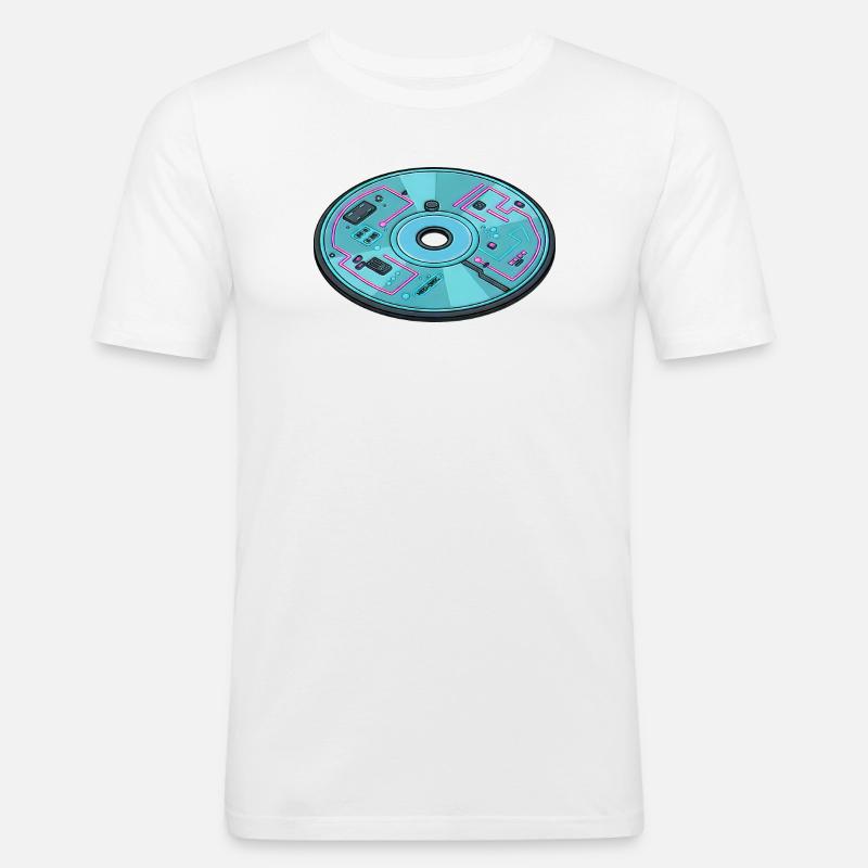 Digitale Zukunft Computer 90er Retro Design - Männer Slim Fit T-Shirt - Weiß