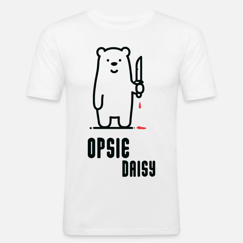 Bär mit Messer – Opsie Daisy - Männer Slim Fit T-Shirt - Weiß