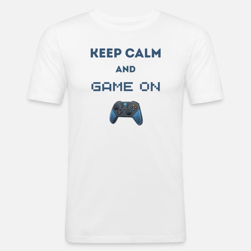 Resta calmo e continua il gioco - Maglietta aderente da uomo - bianco