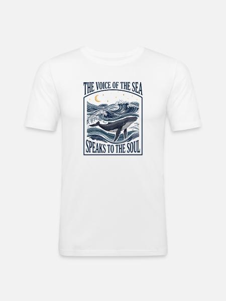 Ästhetischer Wal im Meeresleben – Ozeankunst - Männer Slim Fit T-Shirt - Weiß
