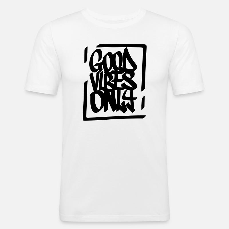 Gute Vibes Lebensmotto - Männer Slim Fit T-Shirt - Weiß