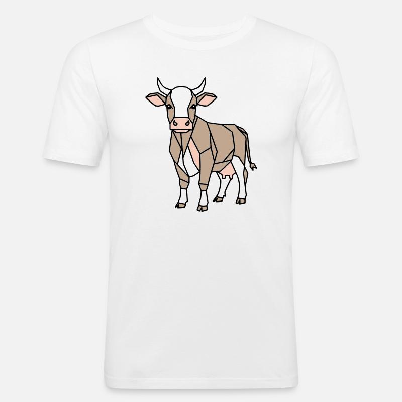 Geometrische Kuh Low Poly Modern - Männer Slim Fit T-Shirt - Weiß