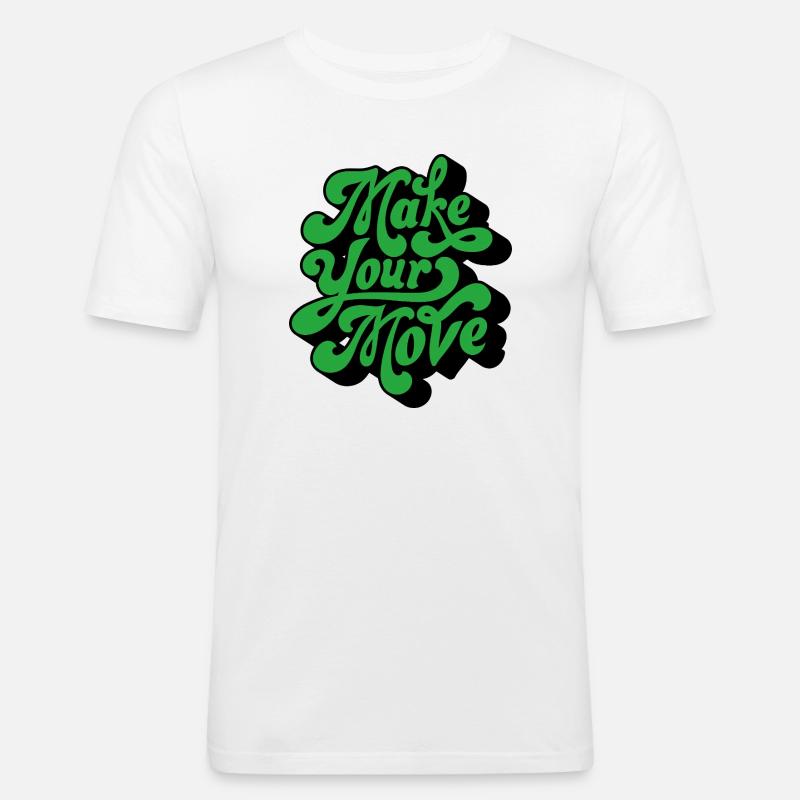 Mach deinen Schritt – Retro Handtext - Männer Slim Fit T-Shirt - Weiß