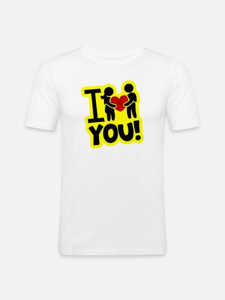 Ich Liebe Dich Liebesbeweis - Männer Slim Fit T-Shirt - Weiß