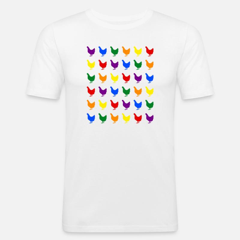 Regenbogen Hühner - Männer Slim Fit T-Shirt - Weiß