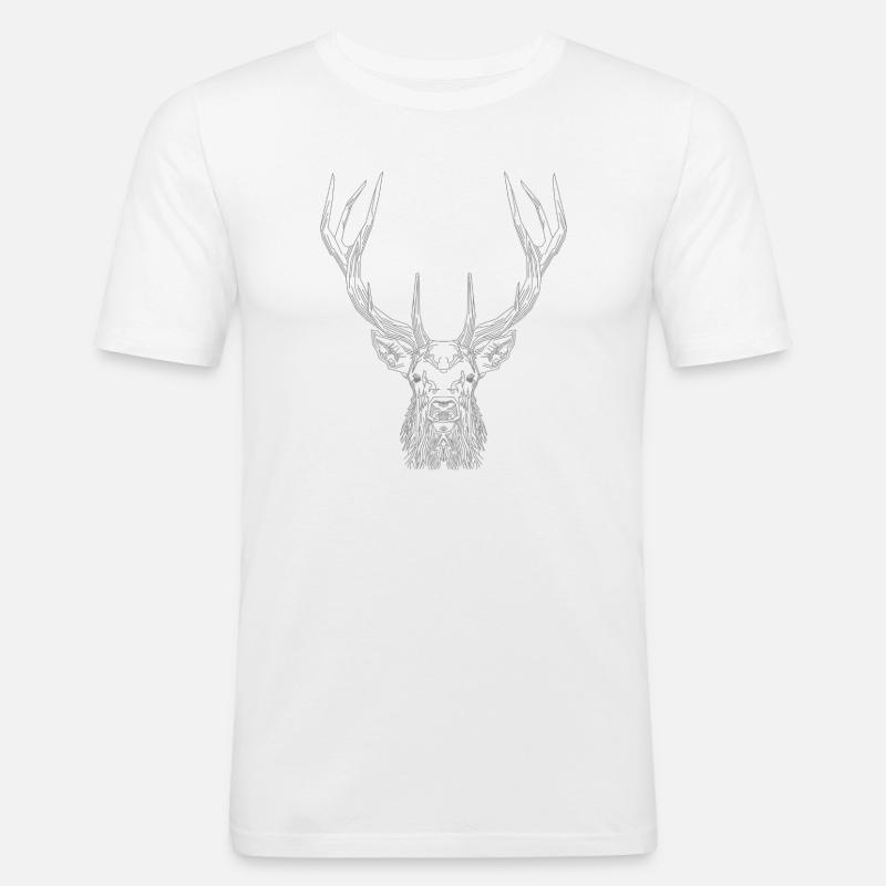 Tech Deer – Geometrischer Hirsch in Grau - Männer Slim Fit T-Shirt - Weiß