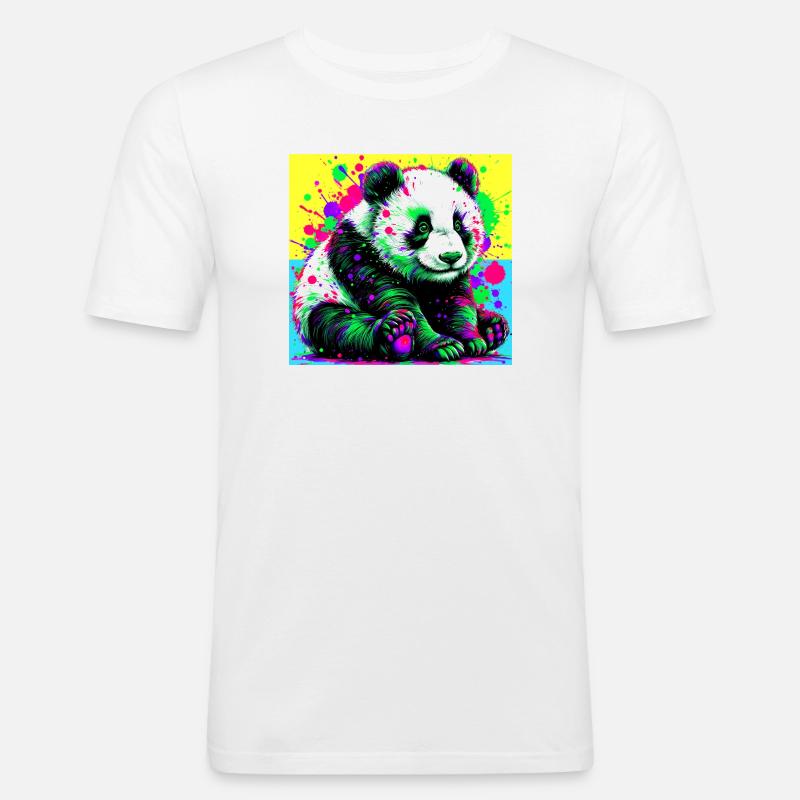 panda - Slim Fit T-shirt herr - vit