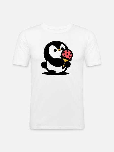 Kleiner Pinguin mit Eis - Men's Slim Fit T-Shirt - white