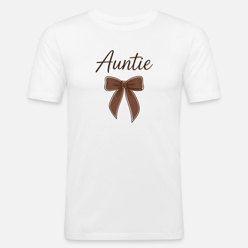 Auntie Bow - Brun Script Bow - Slim Fit T-shirt herr - vit