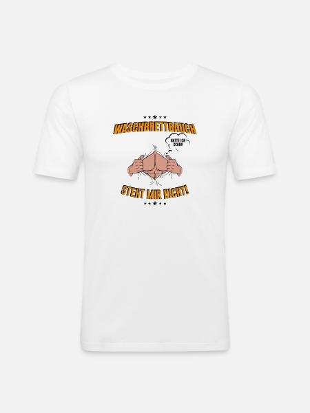 Waschbrettbauch Spruch Shirt - Männer Slim Fit T-Shirt - Weiß