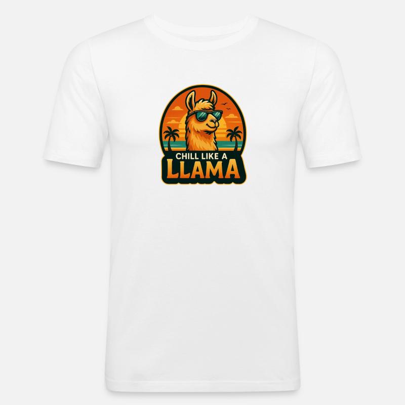 Chill wie ein Lama - Männer Slim Fit T-Shirt - Weiß