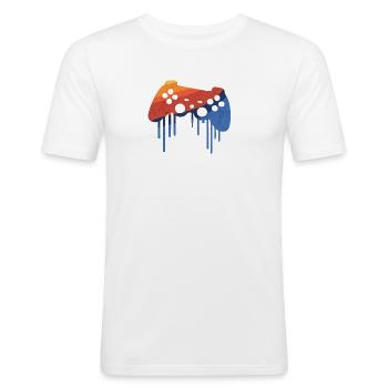 gamer retro - Männer Slim Fit T-Shirt - Weiß - Vorne - Nik (191cm)