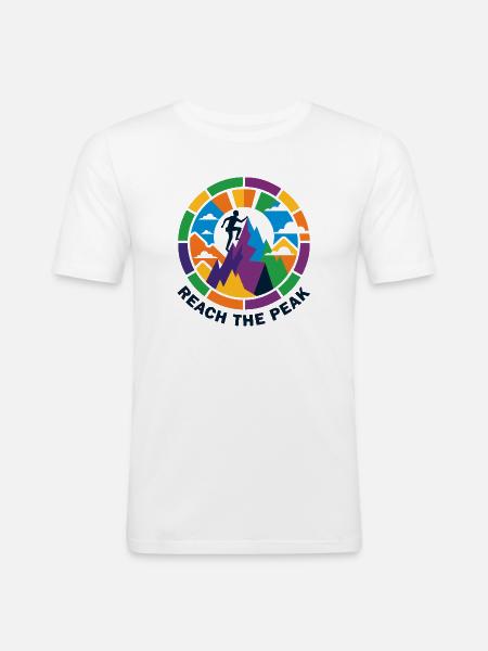 buntes Gipfelsturm Bergsteiger Kletterer Gipfel - Männer Slim Fit T-Shirt - Weiß
