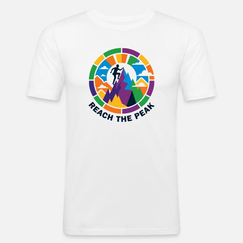 buntes Gipfelsturm Bergsteiger Kletterer Gipfel - Männer Slim Fit T-Shirt - Weiß