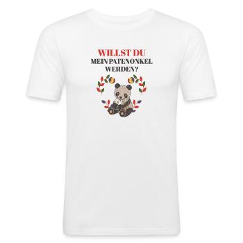 WILLST DU MEIN PATENONKEL WERDEN PATE ONKEL FRAGEN - Männer Slim Fit T-Shirt - Weiß - Vorne - Nik (191cm)