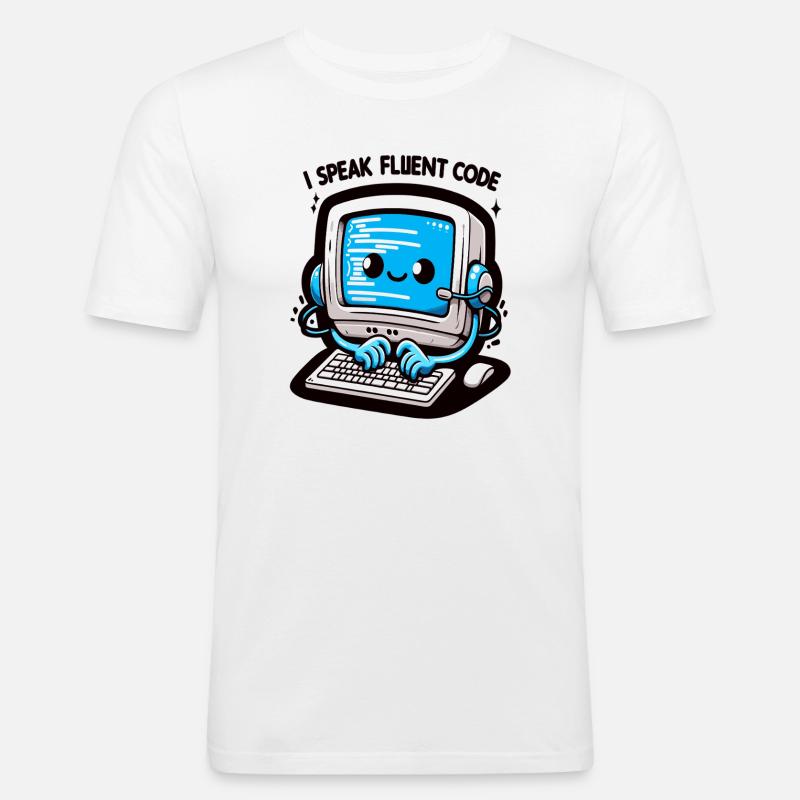 I Speak Fluent Code Retro Computer - Men's Slim Fit T-Shirt - white