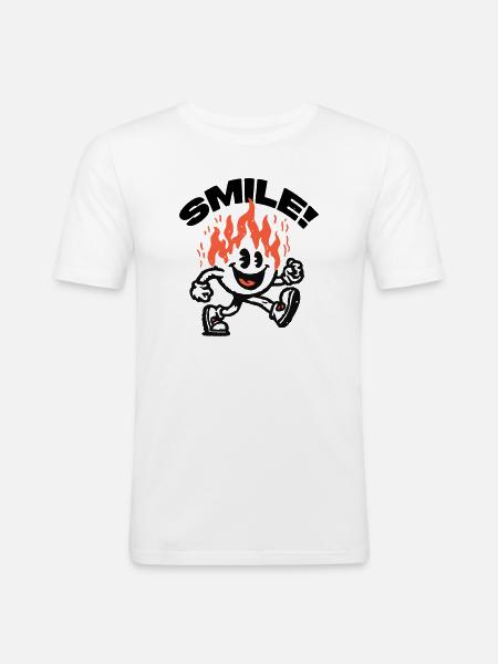 Smile! Fiery Friend Smiley - Men's Slim Fit T-Shirt - white