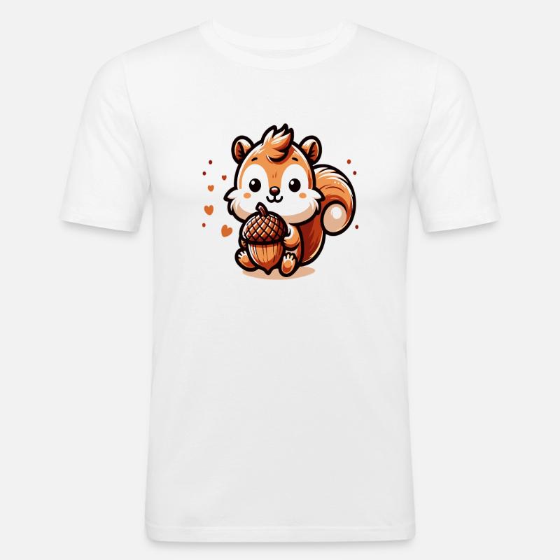 Süßes Eichhörnchen mit Herz-Eichel - Männer Slim Fit T-Shirt - Weiß