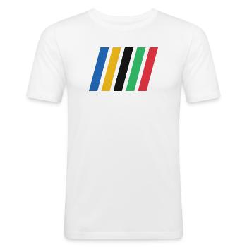 Bandes de couleur - T-shirt près du corps Homme - blanc - Devant - Nik (191cm)