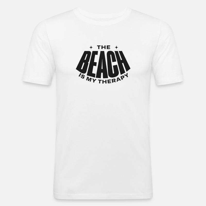 BEACH IS THERAPY - Männer Slim Fit T-Shirt - Weiß