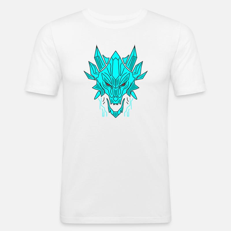 Geometrischer Eisdrache Kopf - Männer Slim Fit T-Shirt - Weiß