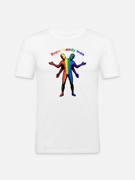 Super-Handwerker-Regenbogen - Männer Slim Fit T-Shirt - Weiß