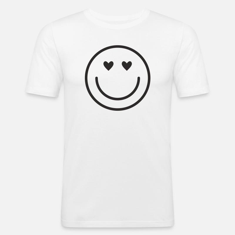 Smiley lachen lächle smile - Männer Slim Fit T-Shirt - Weiß