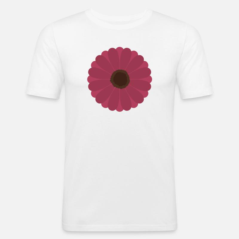 Pink Gerbera Bloom Pattern - Men's Slim Fit T-Shirt - white