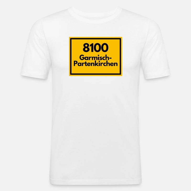 OLD POSTCODE POSTCODE 8100 GARMISCH-PARTENKIRCHEN - Men's Slim Fit T-Shirt - white