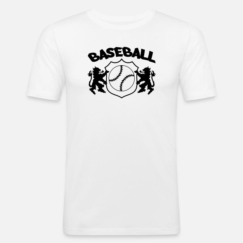 Baseball Logo - Männer Slim Fit T-Shirt - Weiß