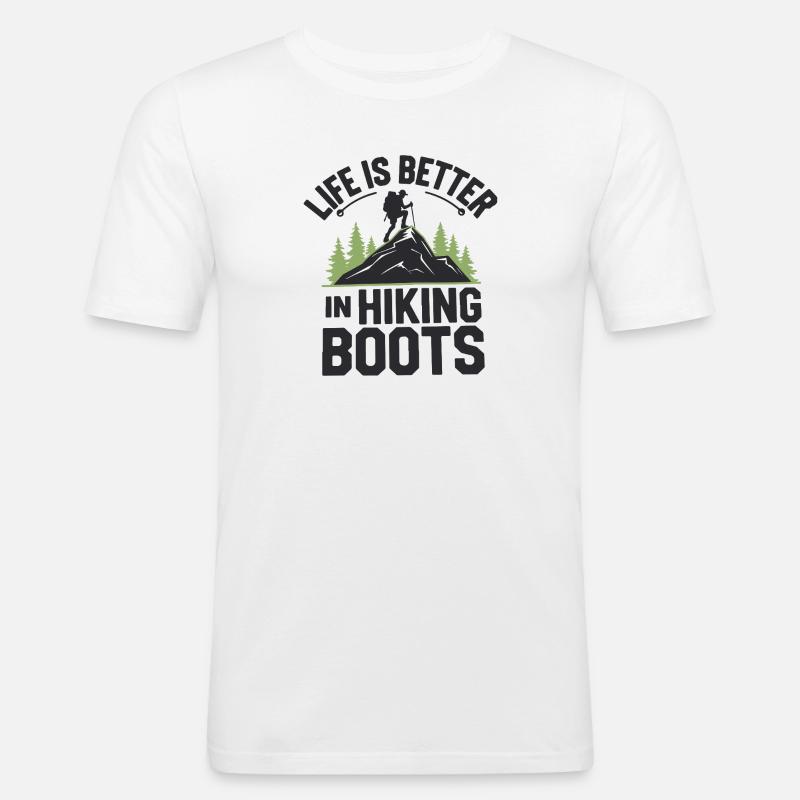 Das Leben ist besser in Wanderschuhen - Männer Slim Fit T-Shirt - Weiß