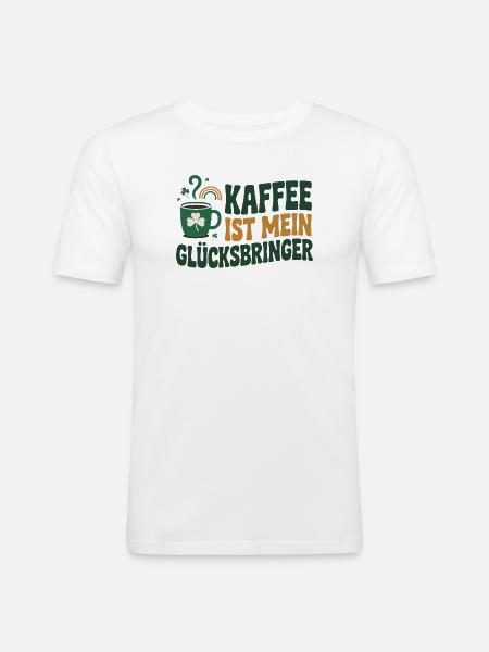 Kaffee ist mein Glücksbringer - Männer Slim Fit T-Shirt - Weiß