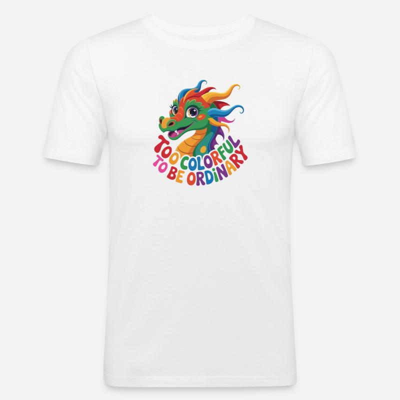 Farbenfroher eigenständiger Drache - Männer Slim Fit T-Shirt - Weiß