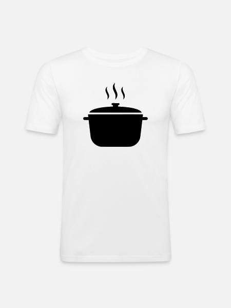 Kochtopf Suppe Dampf Icon - Männer Slim Fit T-Shirt - Weiß
