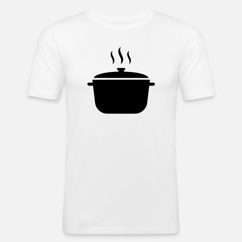 Kochtopf Suppe Dampf Icon - Männer Slim Fit T-Shirt - Weiß