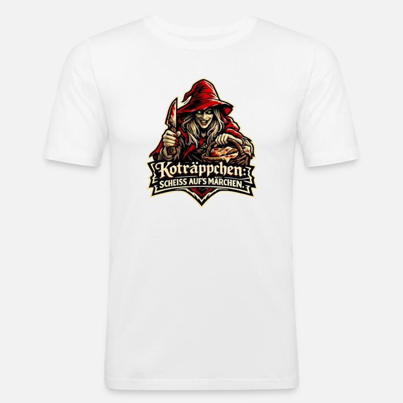 Rotkäppchen (Koträppchen) Parodie: Scheiß Märchen - Männer Slim Fit T-Shirt - Weiß