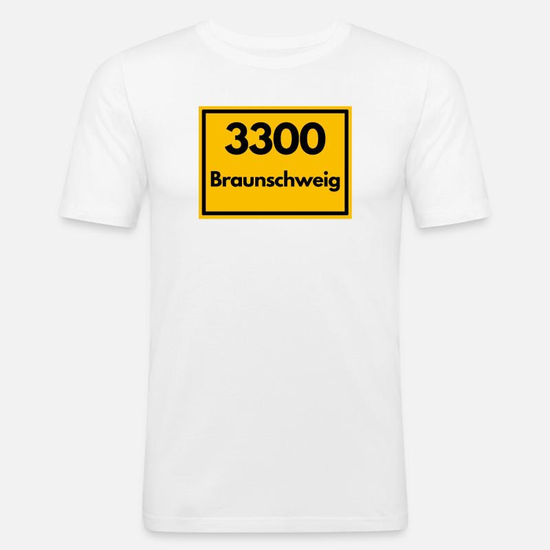 OLD POSTCODE POSTCODE RETRO 3300 BRAUNSCHWEIG - Men's Slim Fit T-Shirt - white
