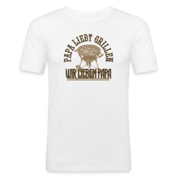 Papa adore le barbecue Nous adorons Cadeau de papa - T-shirt près du corps Homme - blanc - Devant - Nik (191cm)