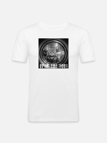Door On Cats Noir - Men's Slim Fit T-Shirt - white