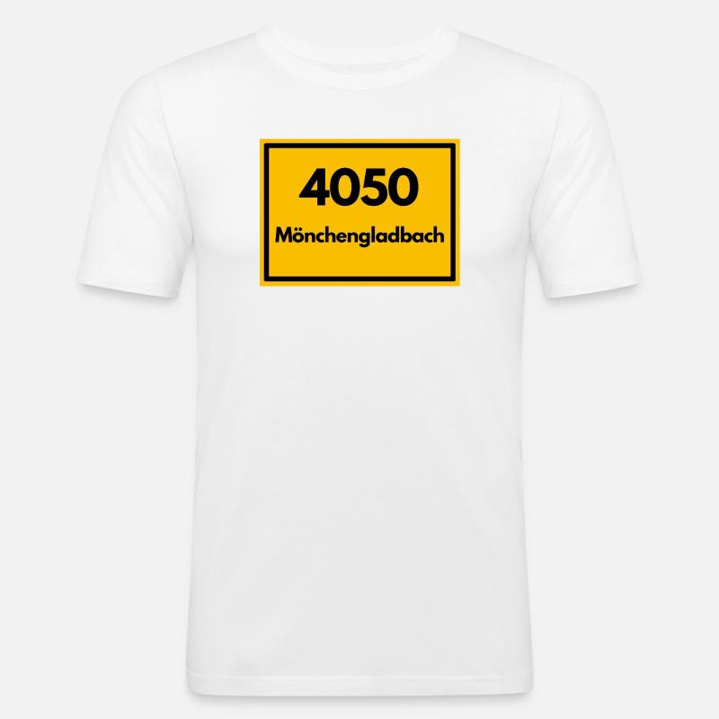 OLD POSTCODE POSTCODE 4050 MÖNCHENGLADBACH FUSSBAL - Men's Slim Fit T-Shirt - white