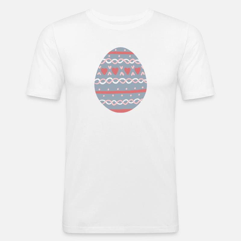 Pastel Hearts Egg Pattern - Männer Slim Fit T-Shirt - Weiß