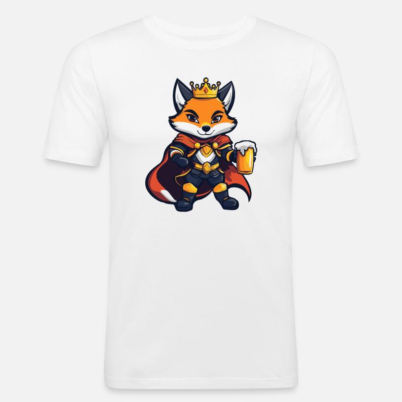 Fuchs Bier König - Männer Slim Fit T-Shirt - Weiß