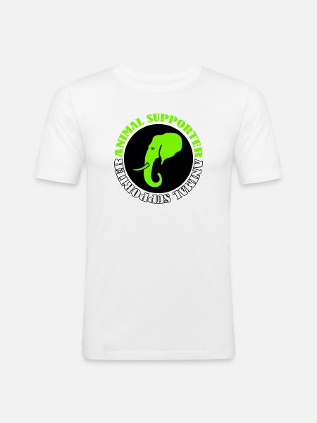  Elefant Tierunterstützer - Männer Slim Fit T-Shirt - Weiß