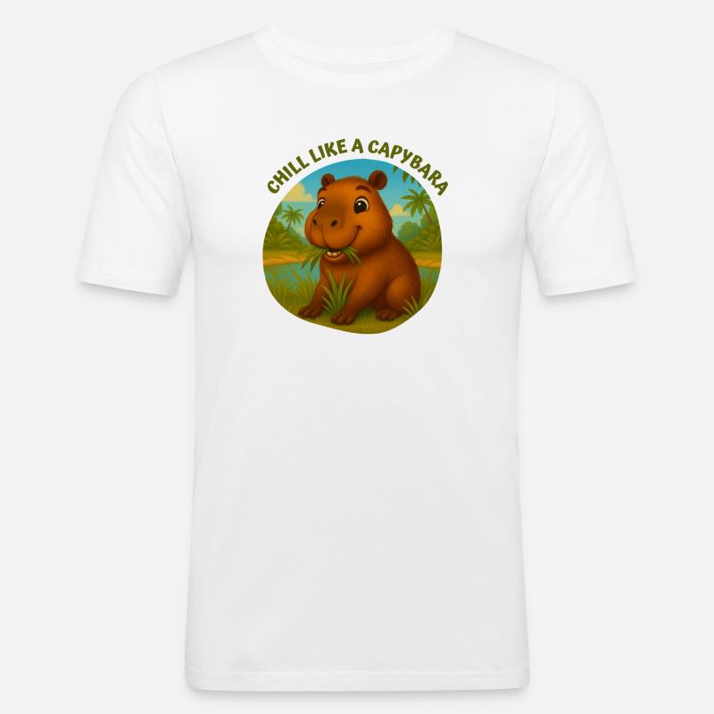 Entspann dich wie ein Kapybara - Männer Slim Fit T-Shirt - Weiß