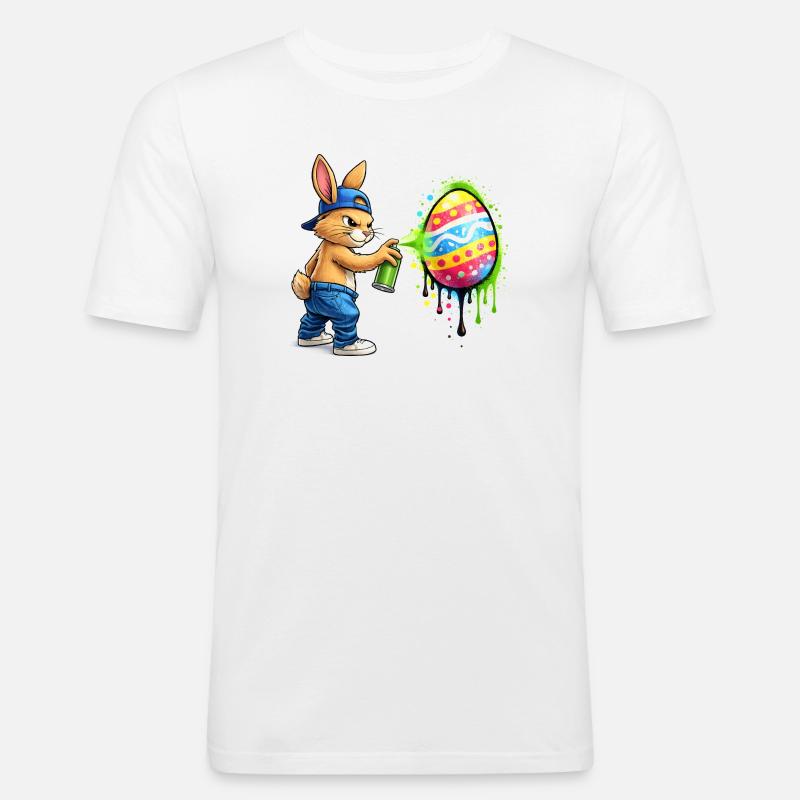 Graffiti bunny with Easter egg - Men's Slim Fit T-Shirt - white