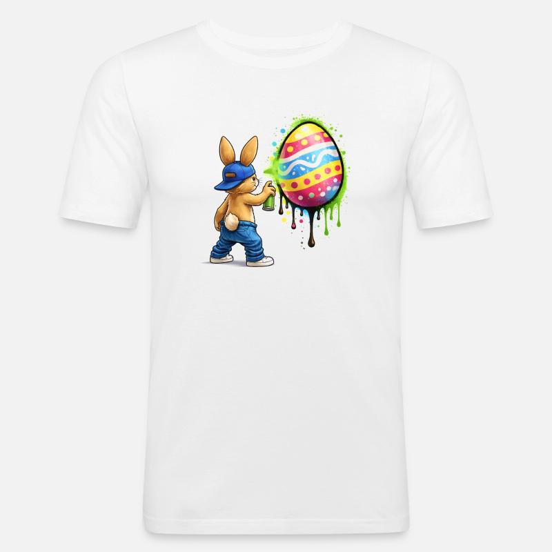 Graffiti bunny with Easter egg - Men's Slim Fit T-Shirt - white