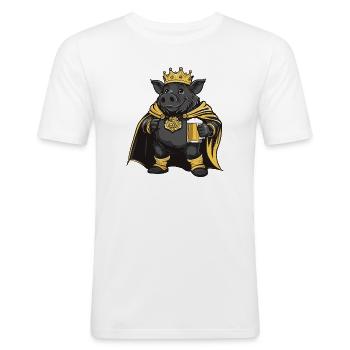 Roi de la bière de porc Sanglier sauvage - T-shirt près du corps Homme - blanc - Devant - Nik (191cm)